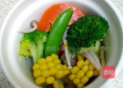 蔬四季豆腐茶碗蒸的做法图解3