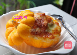 焗烤牛肉粥南瓜盅的做法图解14