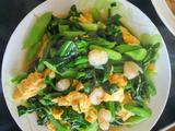 芥兰鸡蛋炒虾仁的做法[图]
