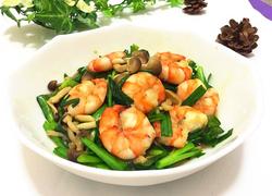 蚝油蟹味菇韭菜炒虾仁