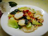 青菜鸡蛋炒年糕