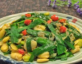 韭菜虾米炒蚕豆[图]