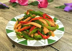 双椒空心菜杆炒火腿