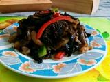 干蘑菇炒肉丝