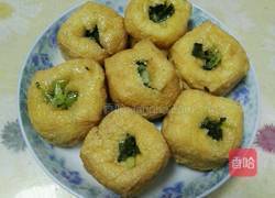 清蒸青咸菜塞油豆腐的做法图解3