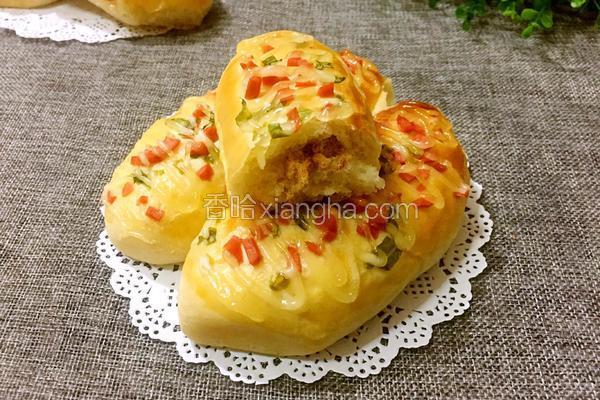 香葱火腿肉松面包(波兰酵种)