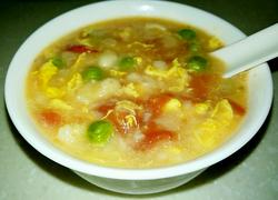 番茄豌豆疙瘩汤