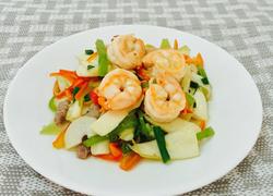蒜香虾仁瘦肉炒茭白