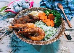 鲜虾肥牛蔬菜饭