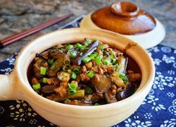 酱爆肉末茄子煲
