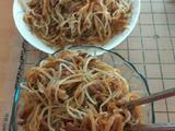 豆芽肉丝焖饼