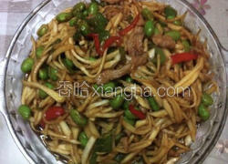 茭白毛豆炒肉丝