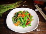 双椒炒野芹菜梗